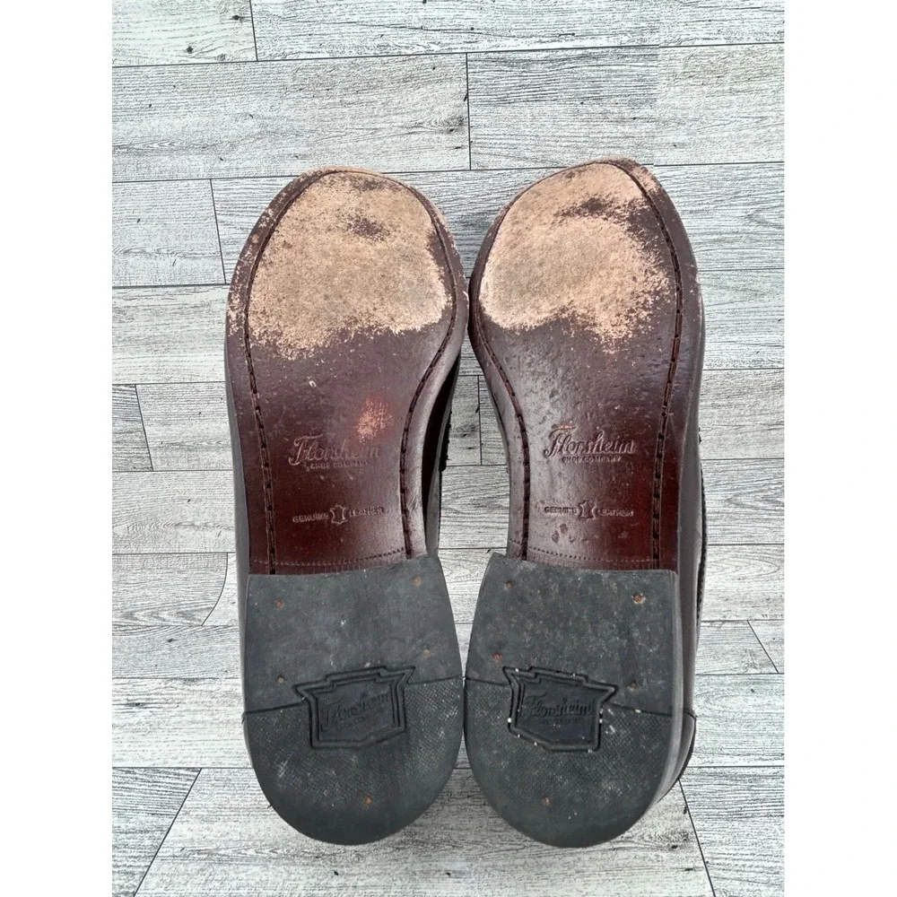Florsheim Men 17058 Burgundy Leather Penny Loafers‎ Sz 9.5D Slip On Shoes